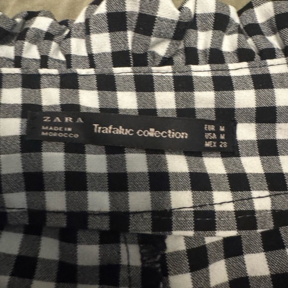 Zara Black and White Gingham High Waist Shorts with Belt - Picture 3 of 4